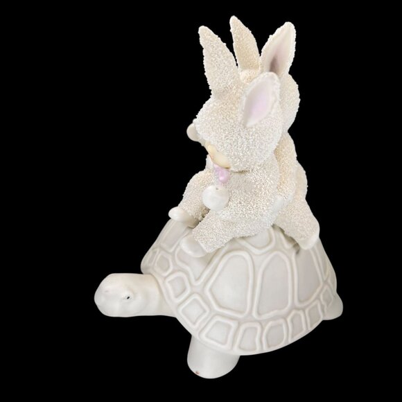 Vtg Dept 56 Snowbunnies Riding Turtle 1995 It's Working We're Going Faster - Picture 5 of 13